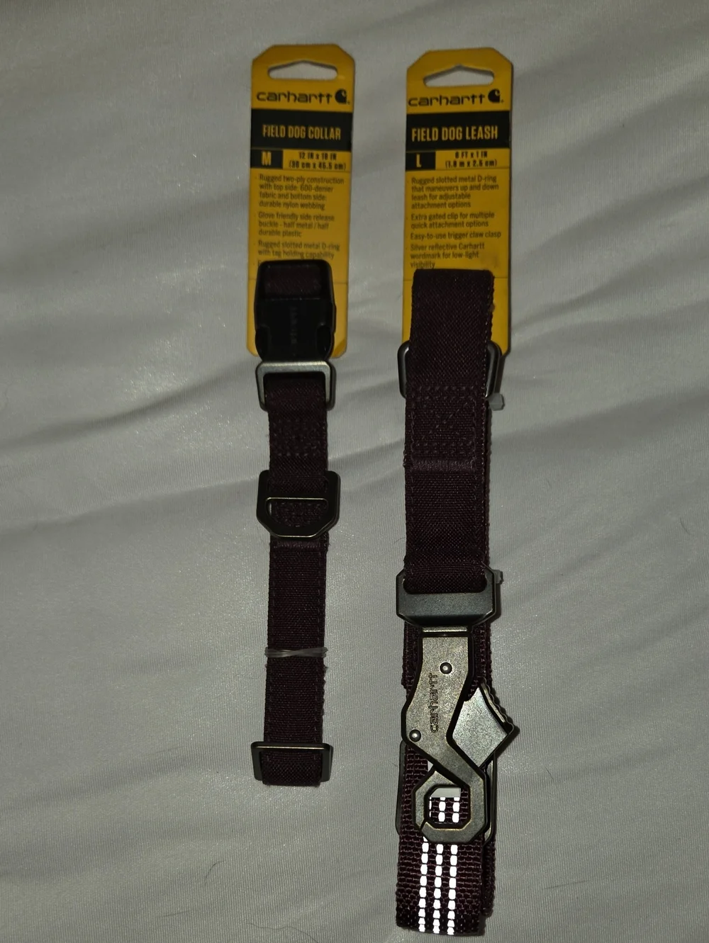Carhartt Maroon Dog Collar and Leash Set with Reflective Detail